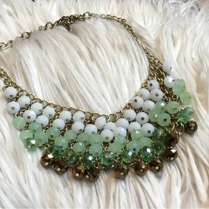 Vintage Faceted Crystal Glass Cha Cha Bib Necklace